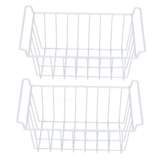 (41.5X24.5X20CM) 2pcs Freezer Wire Storage Basket Organizer Bin Hanging Metal Rack With Pe Coating L